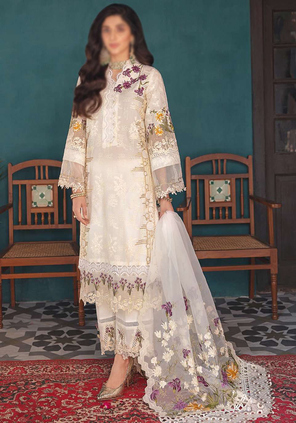 Elaf Crystal Festive Chikankari Collection EFC-6A By Mawra Hocane