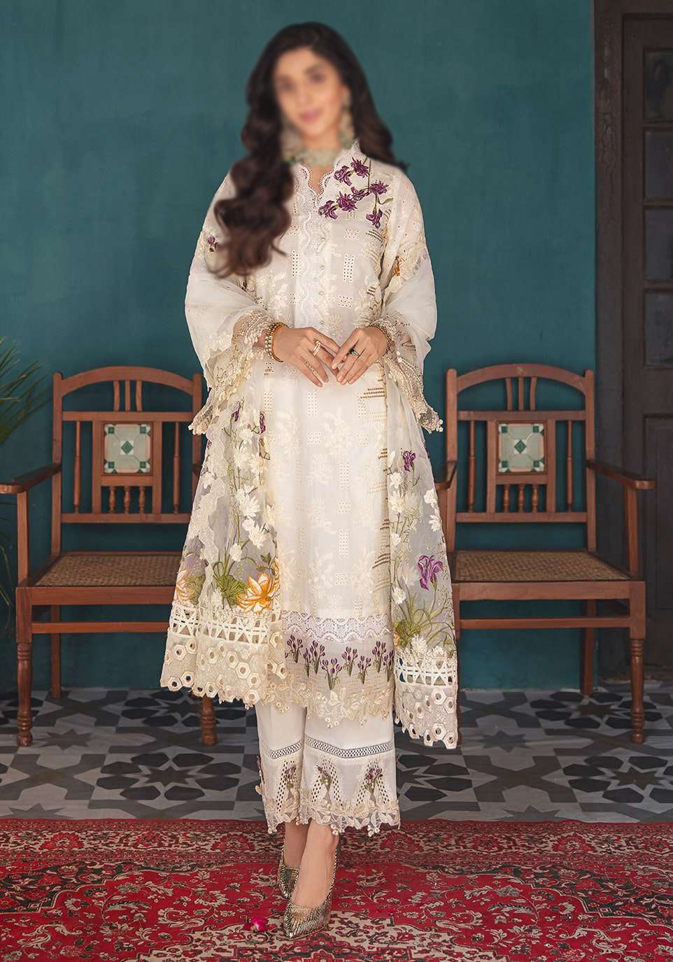 Elaf Crystal Festive Chikankari Collection EFC-6A By Mawra Hocane