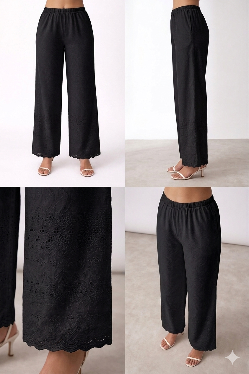 1 PIECE STITCH BOTTOM PLAZZO BLACK
