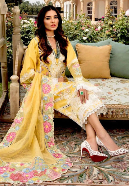 Crimson Lemon luxury Chikankari lawn 3pc unstiched