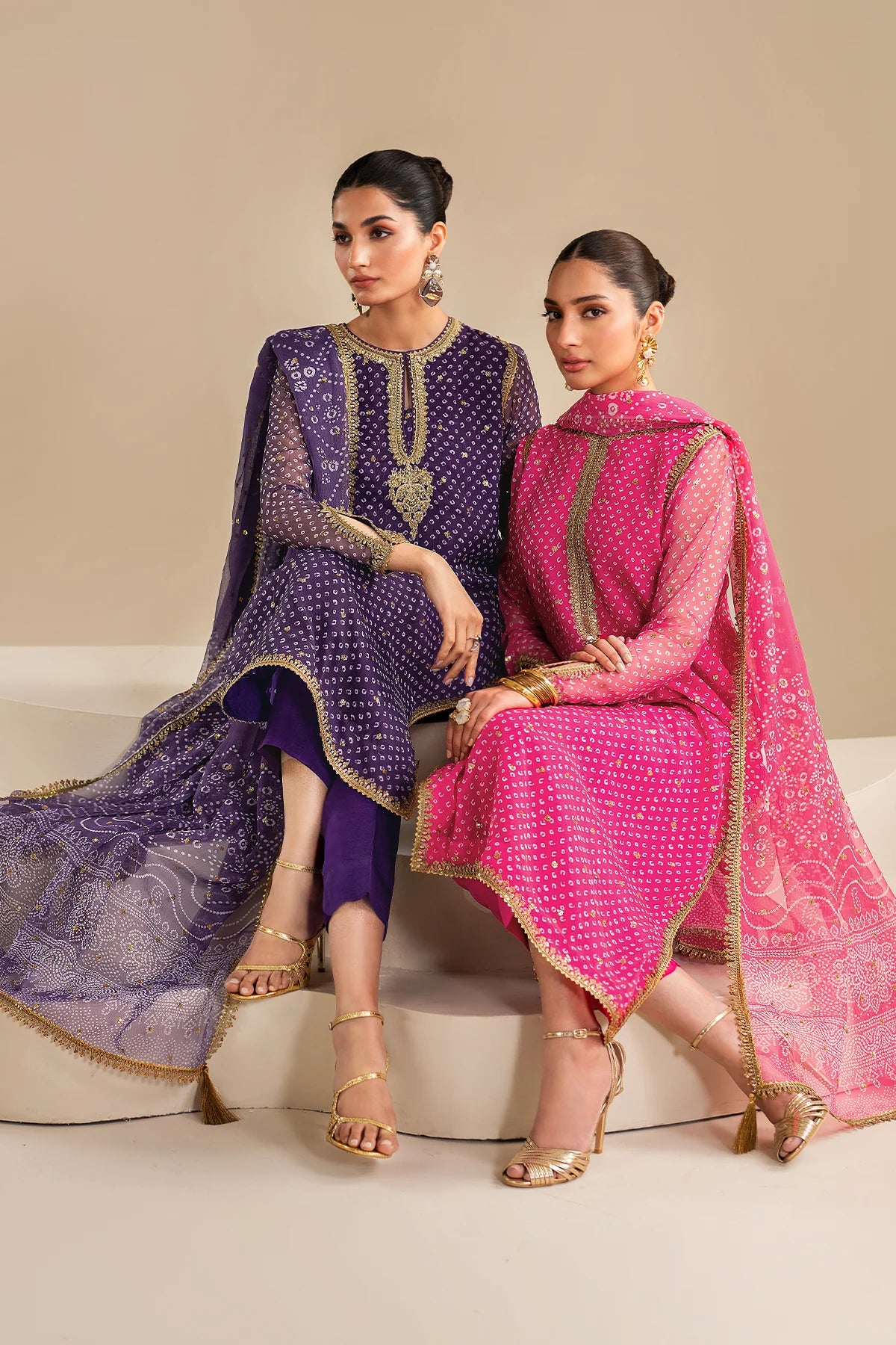 Baroque chunri luxury chiffon 3pc emb unstiched SF-626 pink