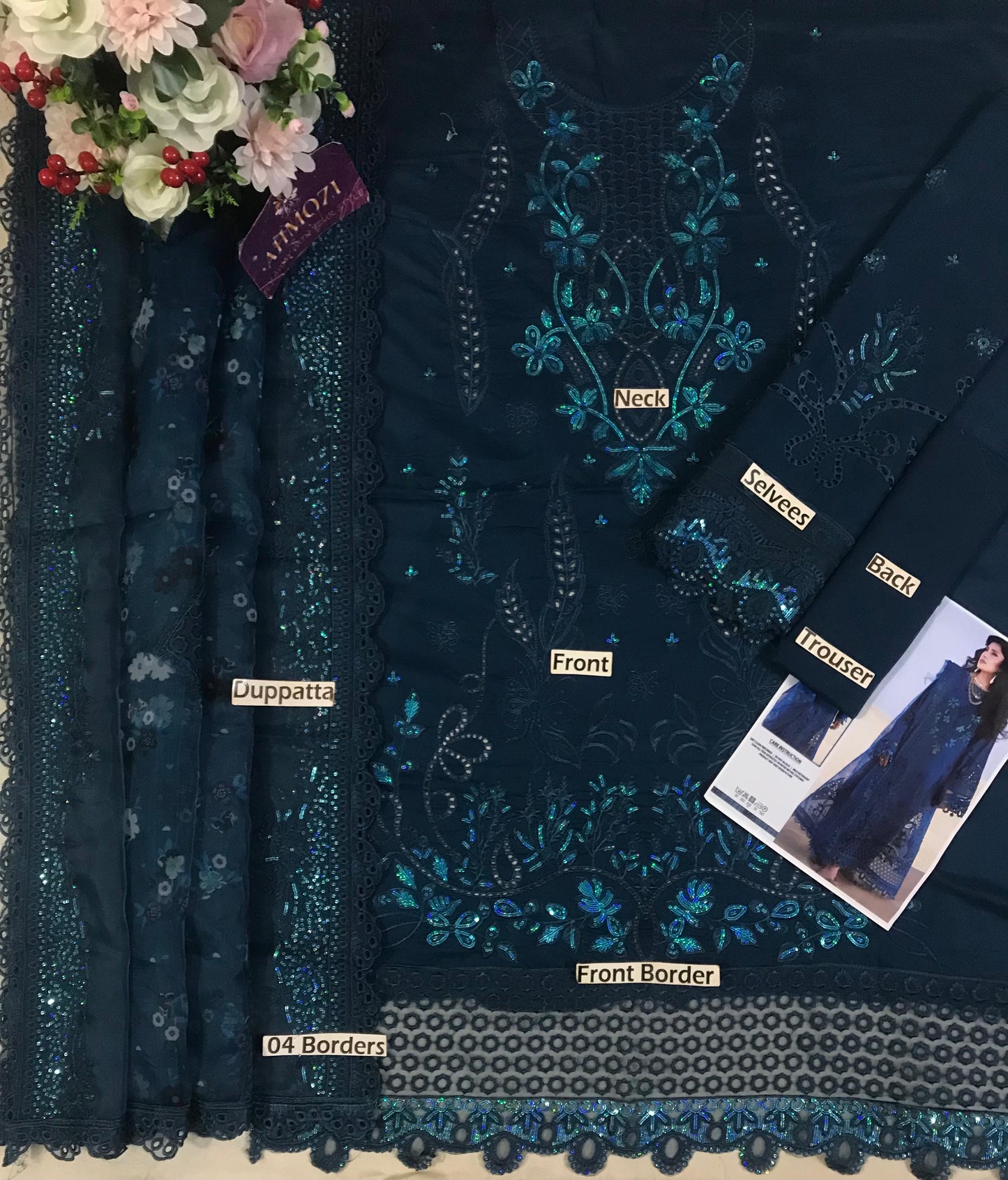 Nureh Unstitched Embroidered Luxury Lawn 3 Piece Suit NU26UA NE-229