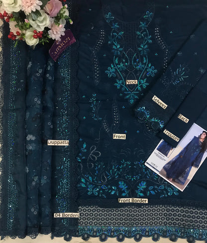 Nureh Unstitched Embroidered Luxury Lawn 3 Piece Suit NU26UA NE-229
