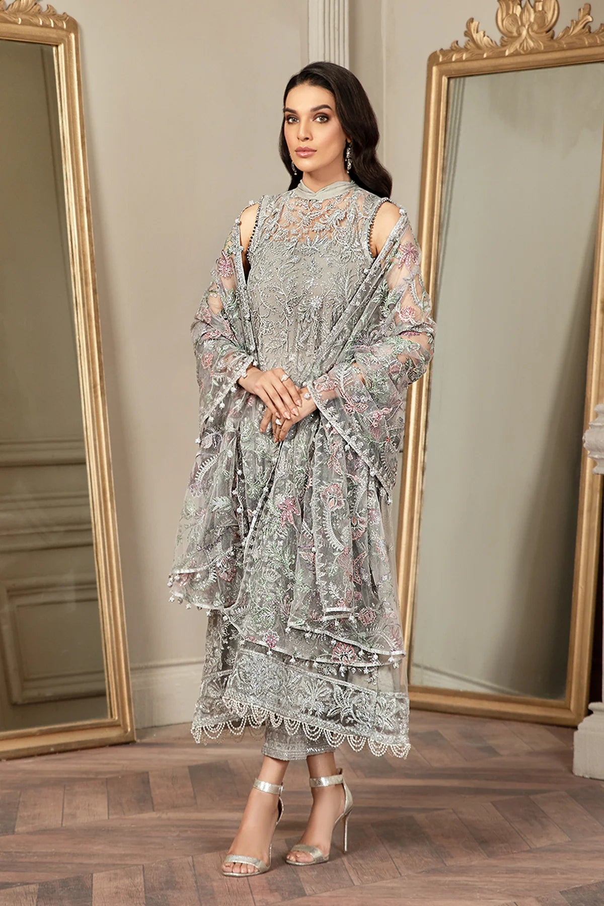 Zarif Grace luxury net embroidered 3pc unstiched