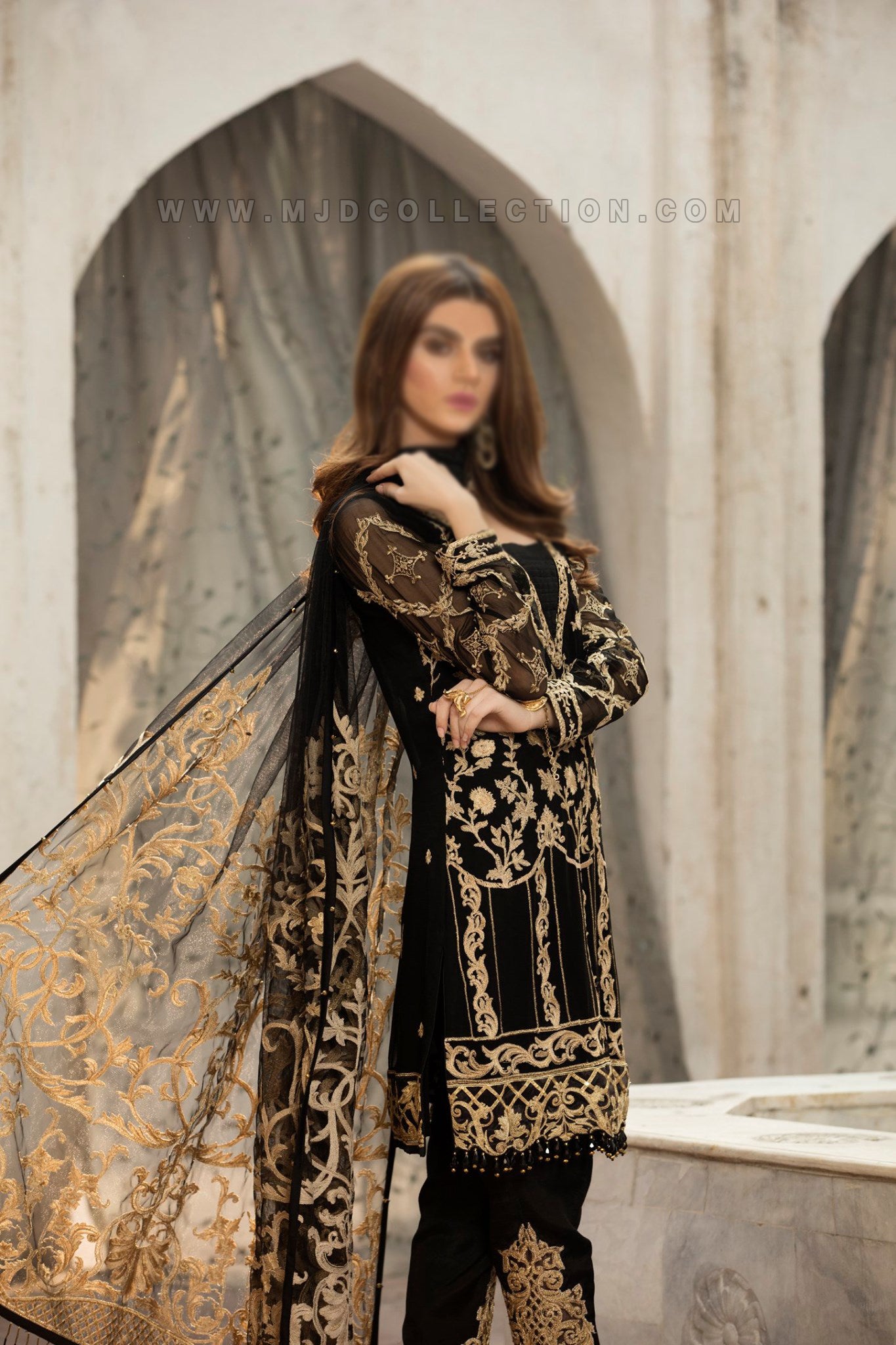Gulaal Black Premium Embroidered Chiffon Wedding Collection Volume 2 Ge-01-V2 01