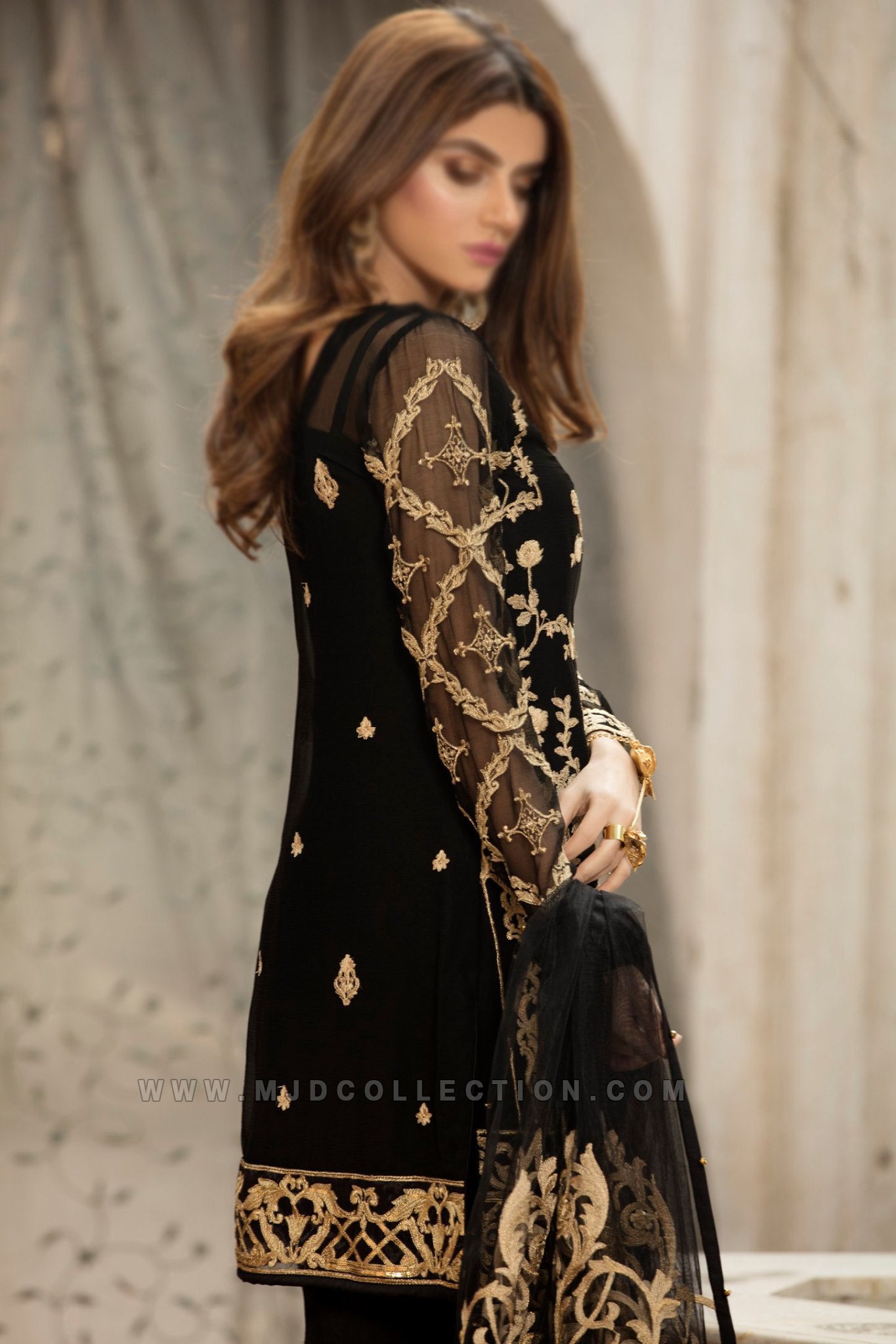 Gulaal Black Premium Embroidered Chiffon Wedding Collection Volume 2 Ge-01-V2 01