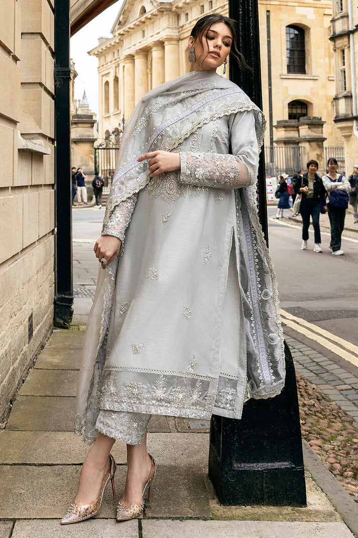 Mushq 3 Piece Embroidered Silk Suit (Luna-Night)