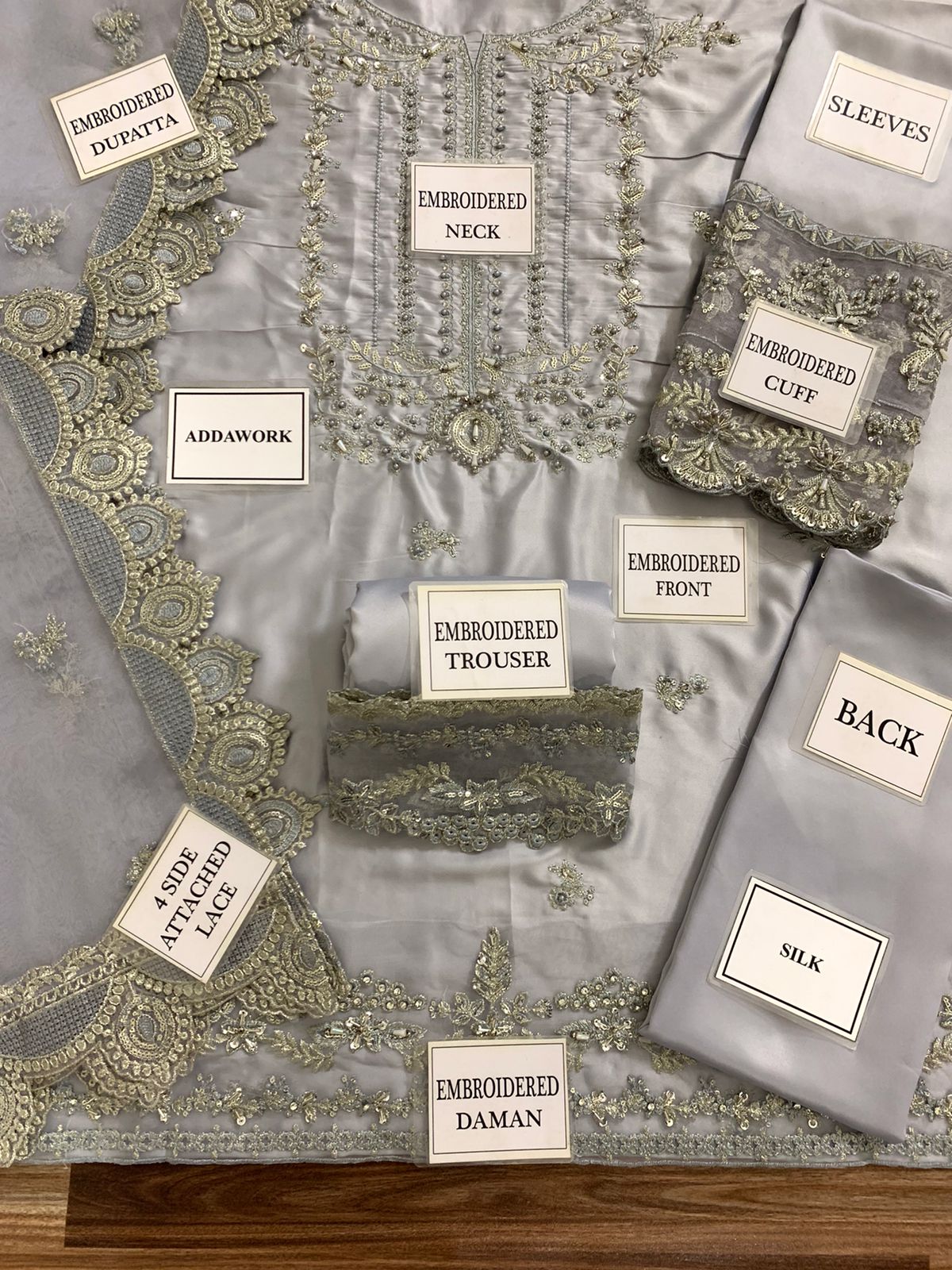 Mushq 3 Piece Embroidered Silk Suit (Luna-Night)