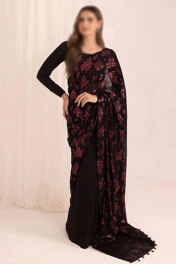 JAZMIN chiffon
Luxury Black Saree – Wedding Season Edition