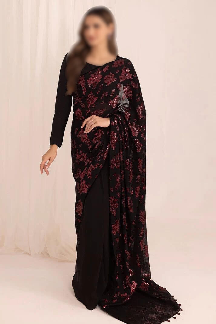 JAZMIN chiffon
Luxury Black Saree – Wedding Season Edition