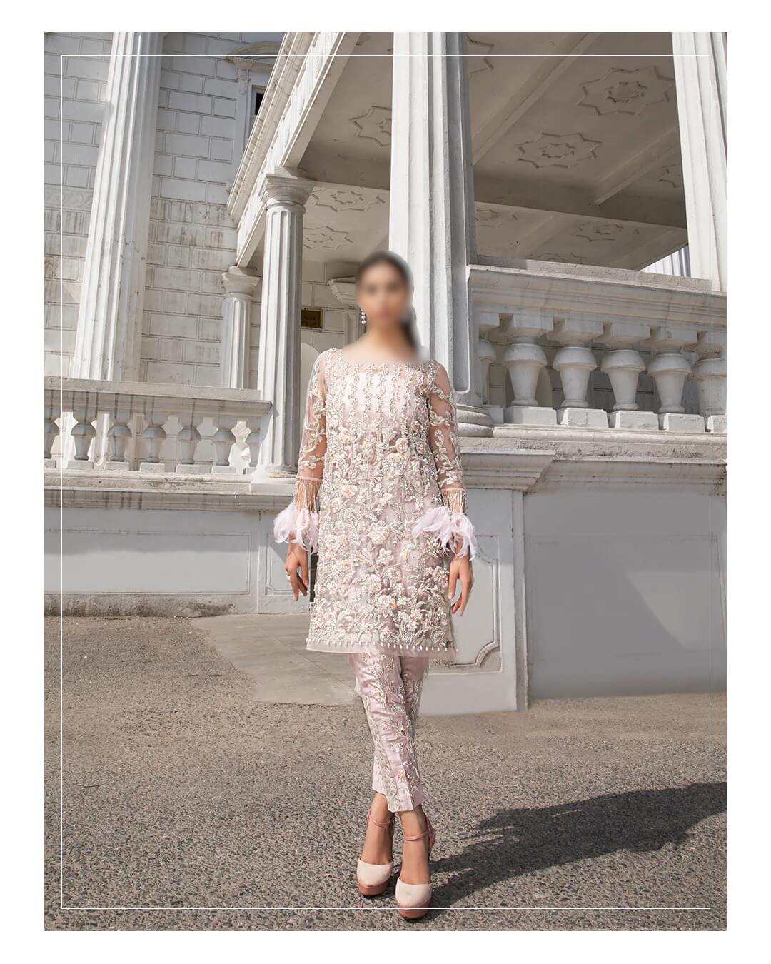 Erum khan Feather luxury Net embroidered