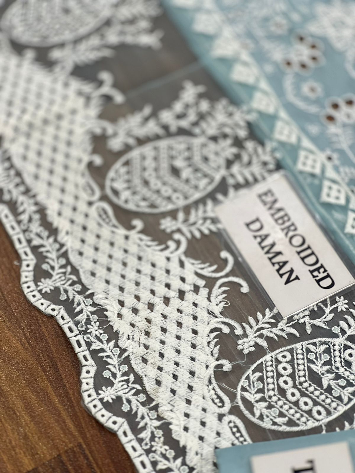 Qalamkar sky 032 Chickankari luxury lawn unstitched