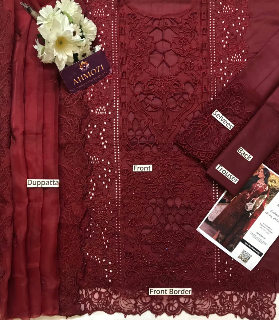Bin Ilyas M-462 luxury lawn chickankari unstitched