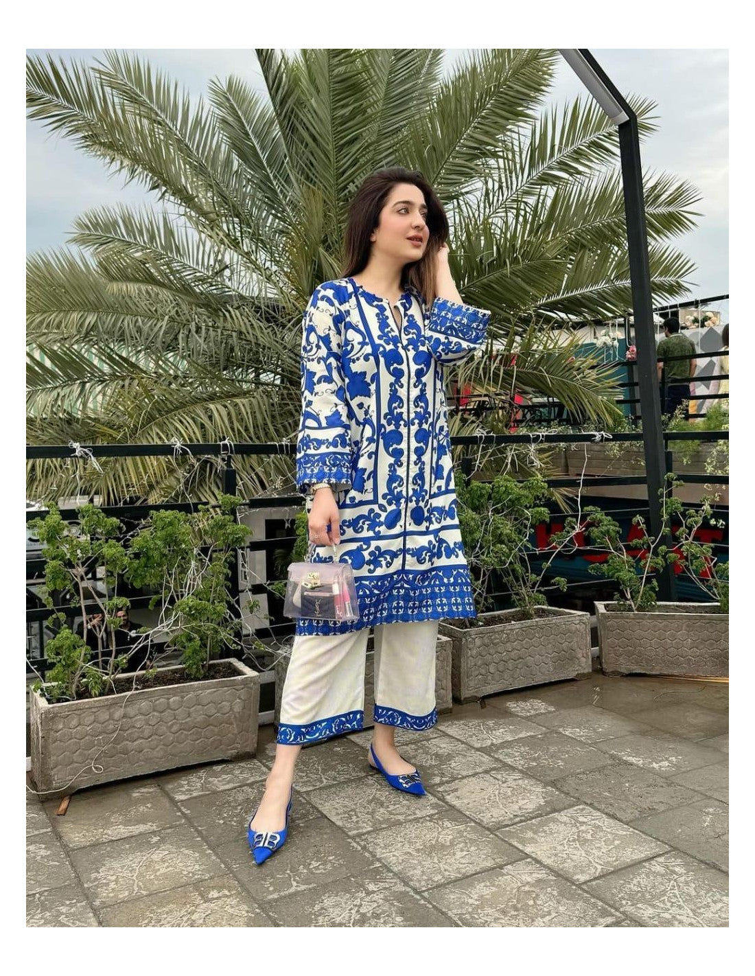 Lulusar blue majesty silk digital print 3pc unstiched