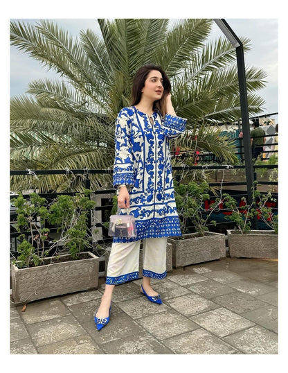 Lulusar blue majesty silk digital print 3pc unstiched
