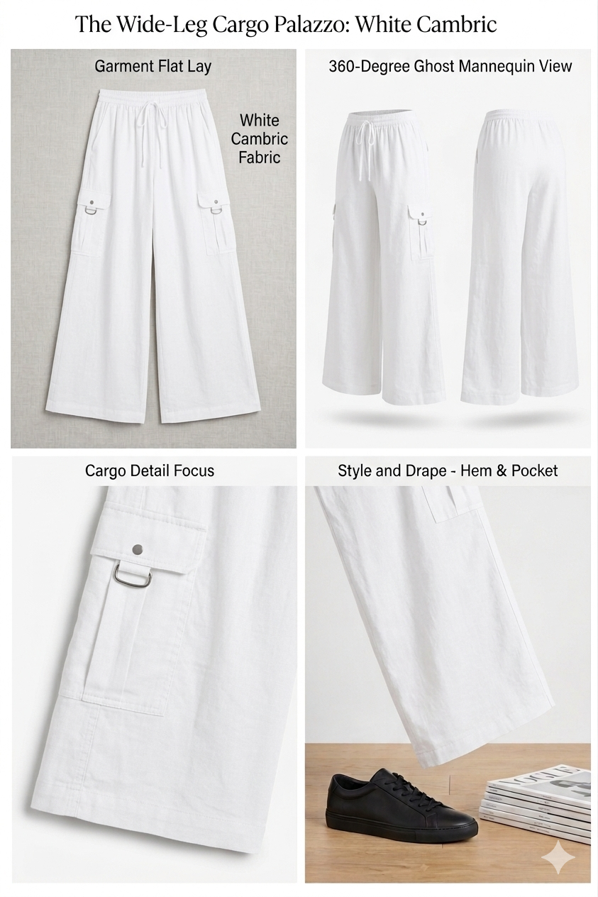 1 PIECE STITCH CARGO WHITE
