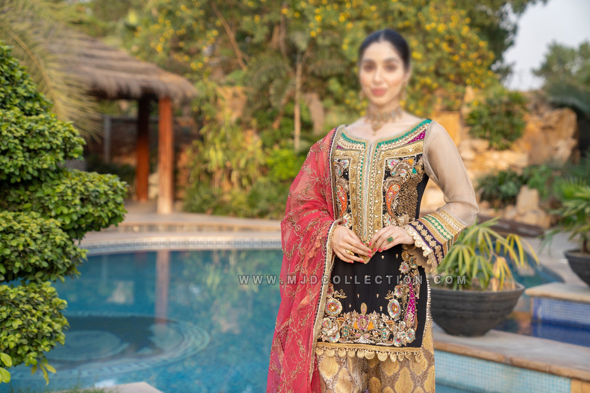 Khuda Baksh Crinkle Chiffon Z-219 Black Khuda Baksh By Rashid Sidhu Ayeza Khan