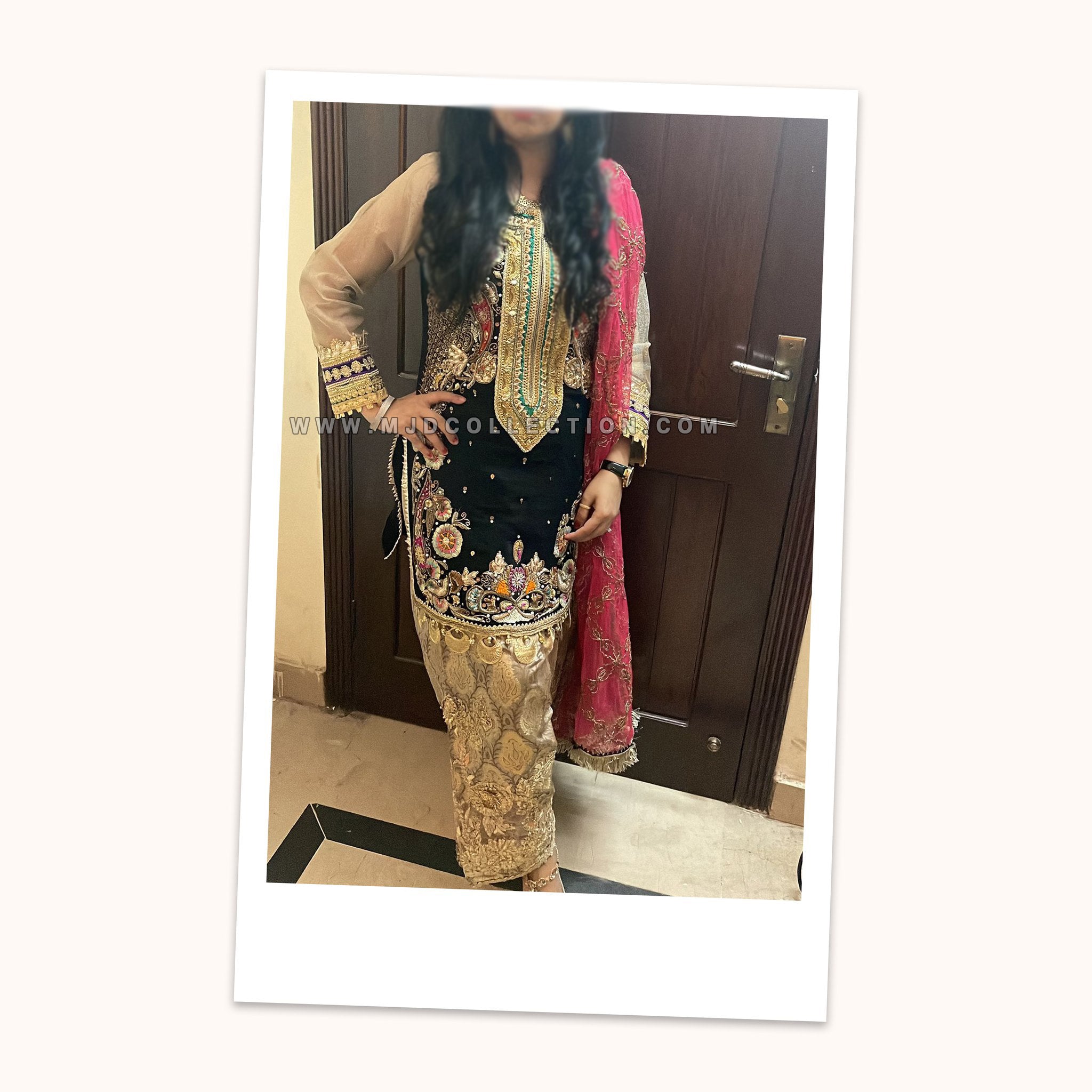 Khuda Baksh Crinkle Chiffon Z-219 Black Khuda Baksh By Rashid Sidhu Ayeza Khan