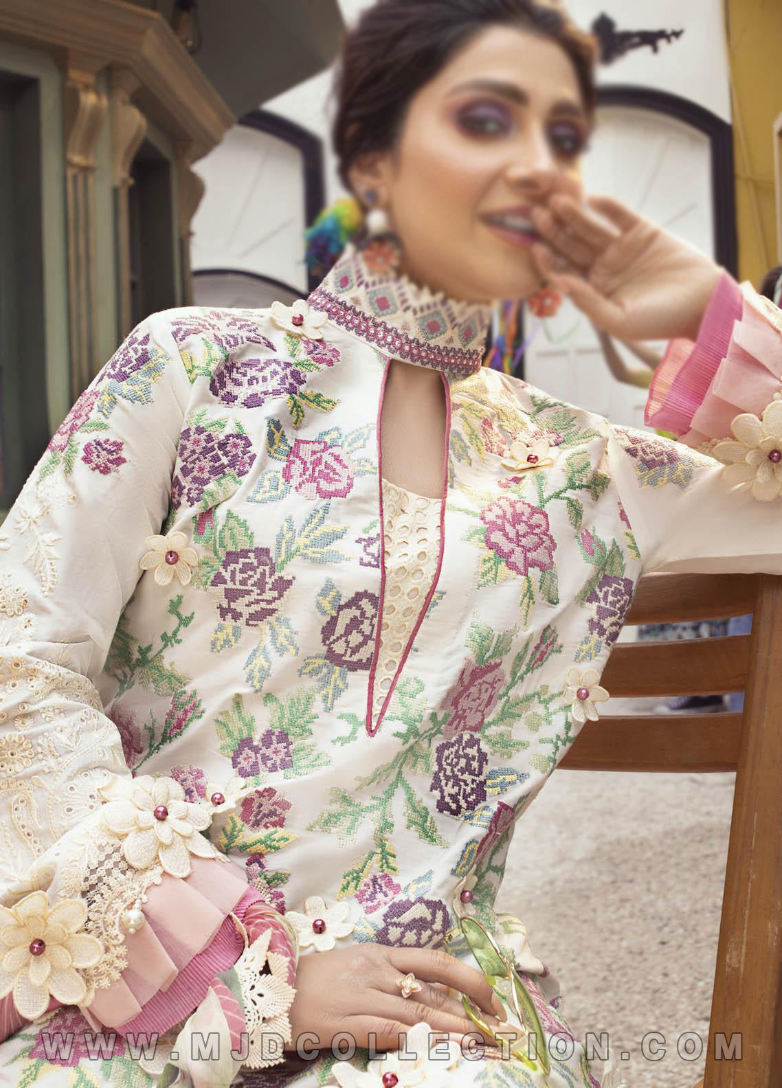 Mushq Tea Rose Spring  Summer Luxury Lawn MLL-03 By Ayeza Khan