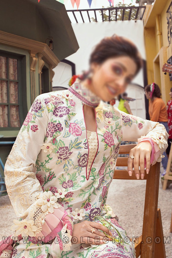 Mushq Tea Rose Spring  Summer Luxury Lawn MLL-03 By Ayeza Khan