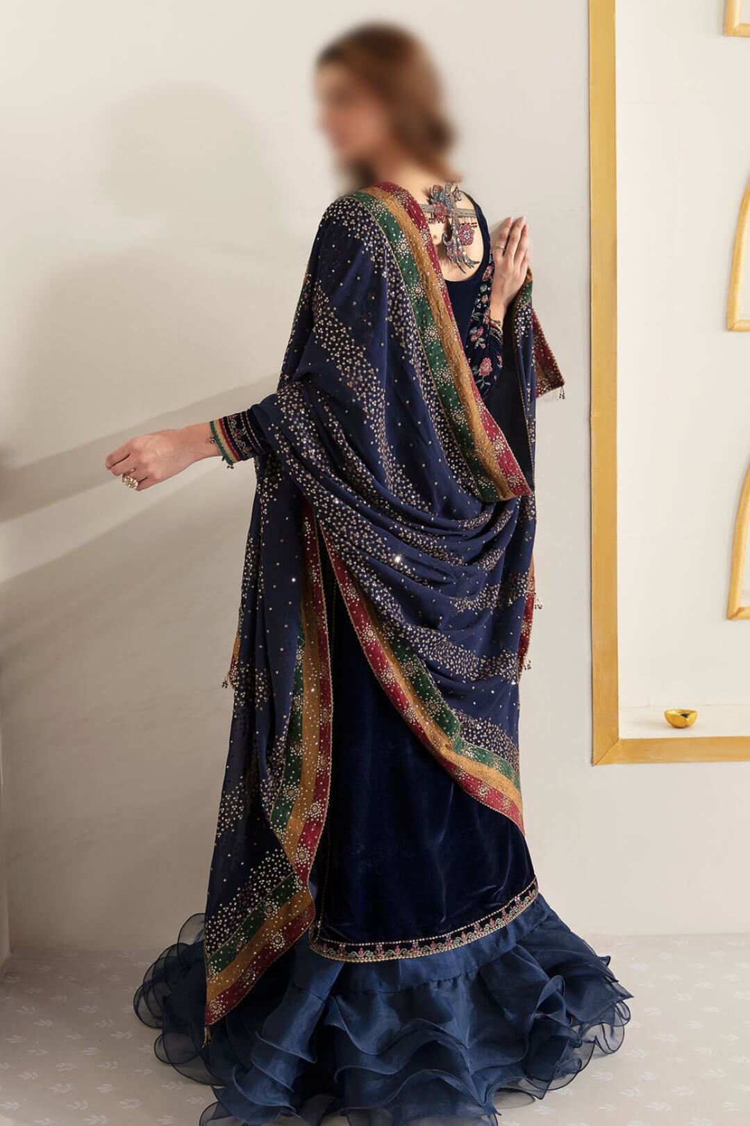 Jazmin -Blue embroidered velvet formal VF-2005