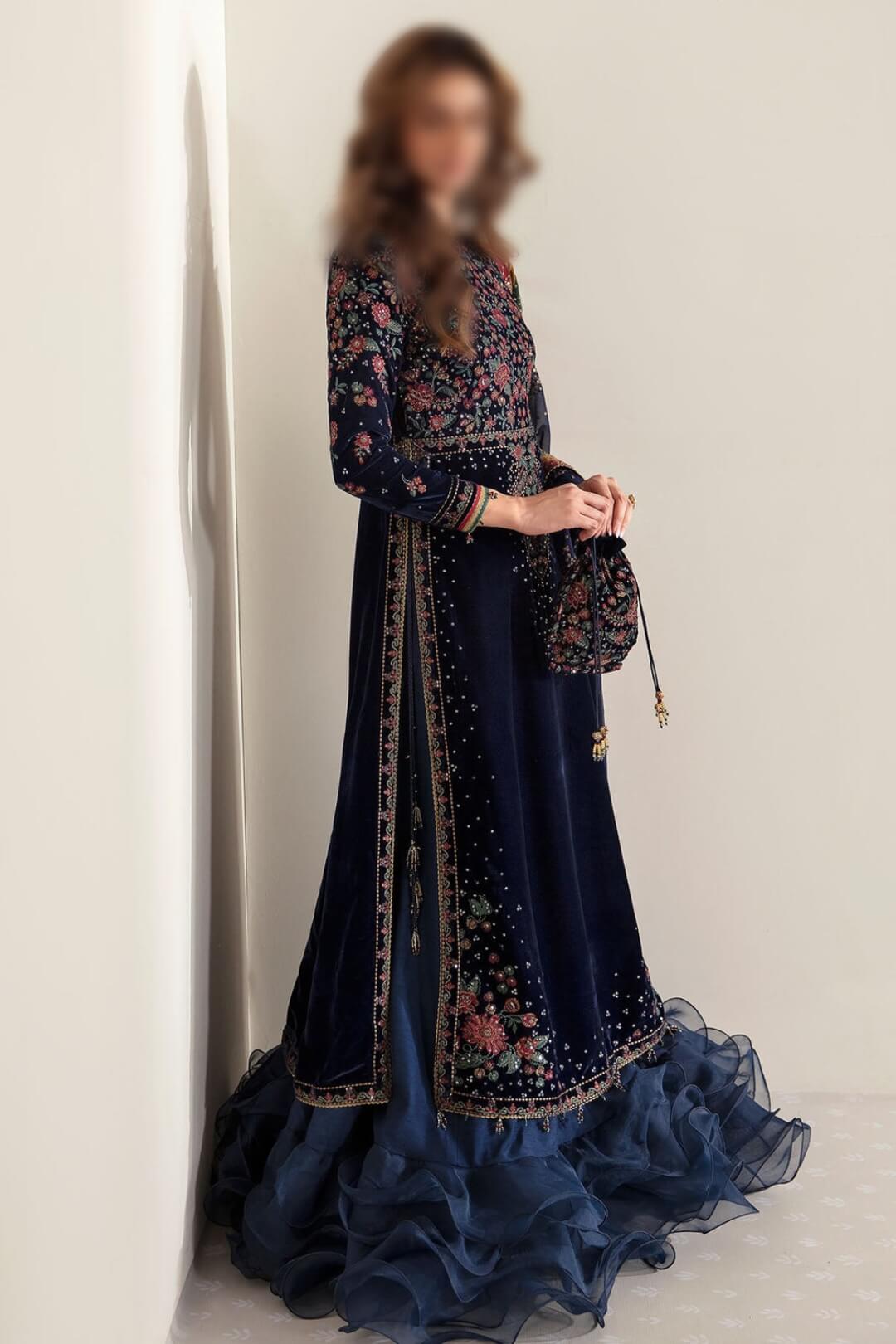 Jazmin -Blue embroidered velvet formal VF-2005