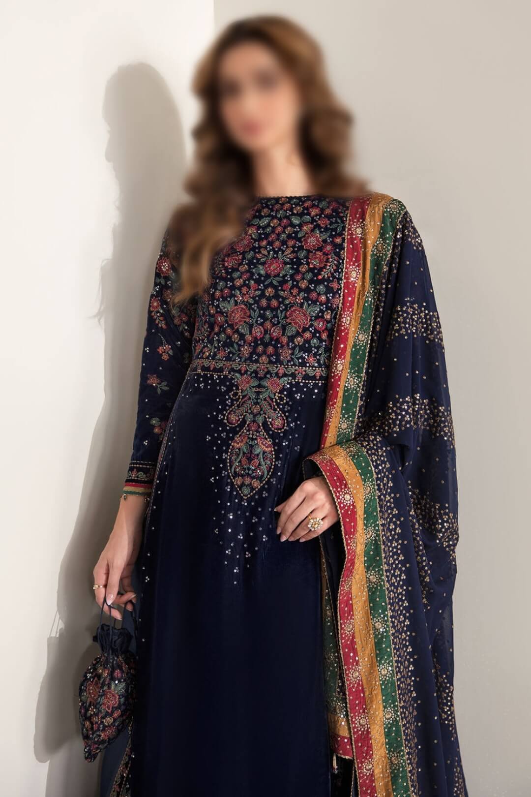 Jazmin -Blue embroidered velvet formal VF-2005