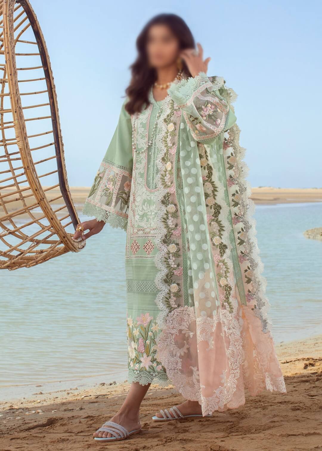 Crimson Serendipity Luxury Lawn By Saira Shakira Seafoam 5B By Sanam Saeed