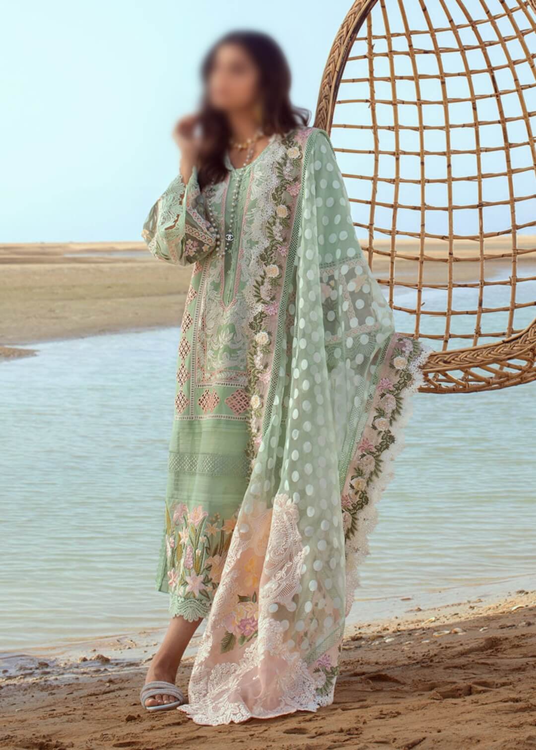 Crimson Serendipity Luxury Lawn By Saira Shakira Seafoam 5B By Sanam Saeed