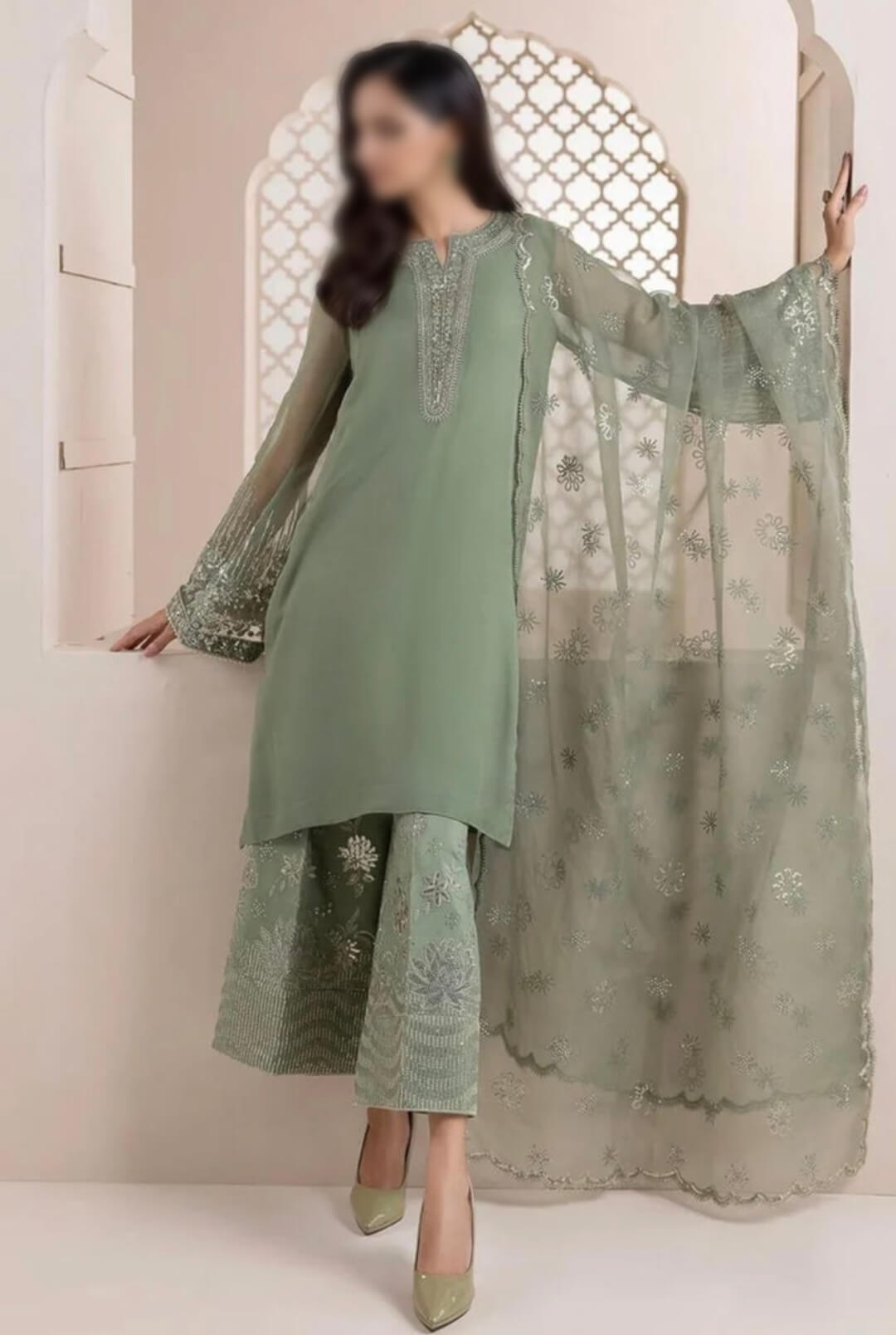Baroque Pistachio Organza Formal