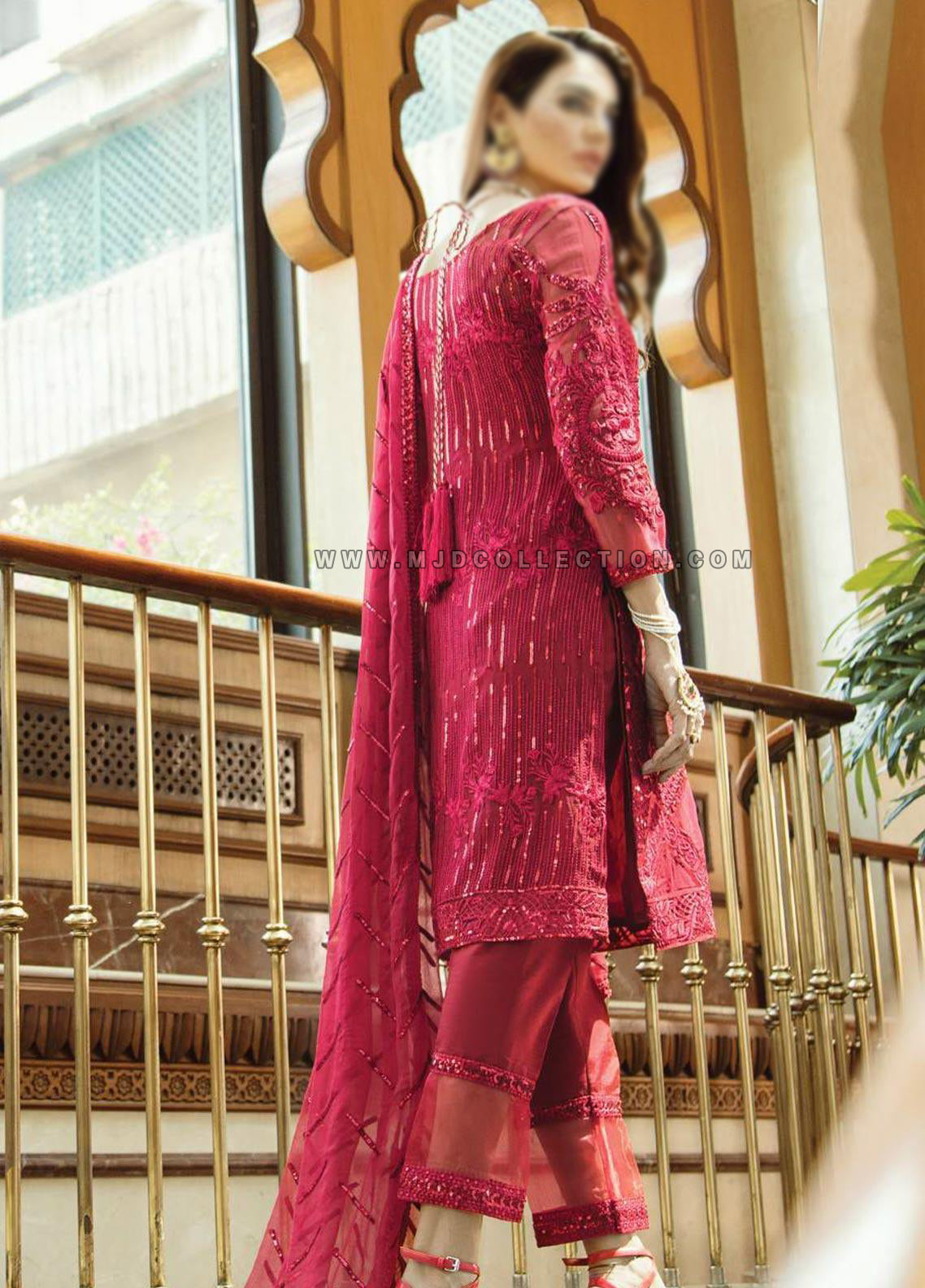Serene Premium Crimson Bloom Embroidered Foire De Enchante D-04