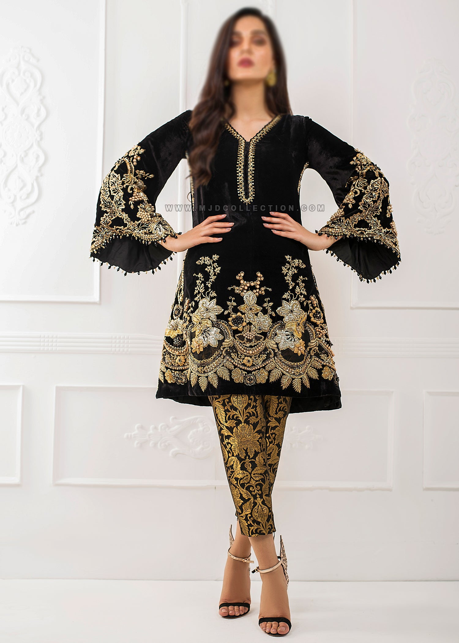 Tena Durrani Black Sangria Formal Wedding Birds Of Paradise C-89