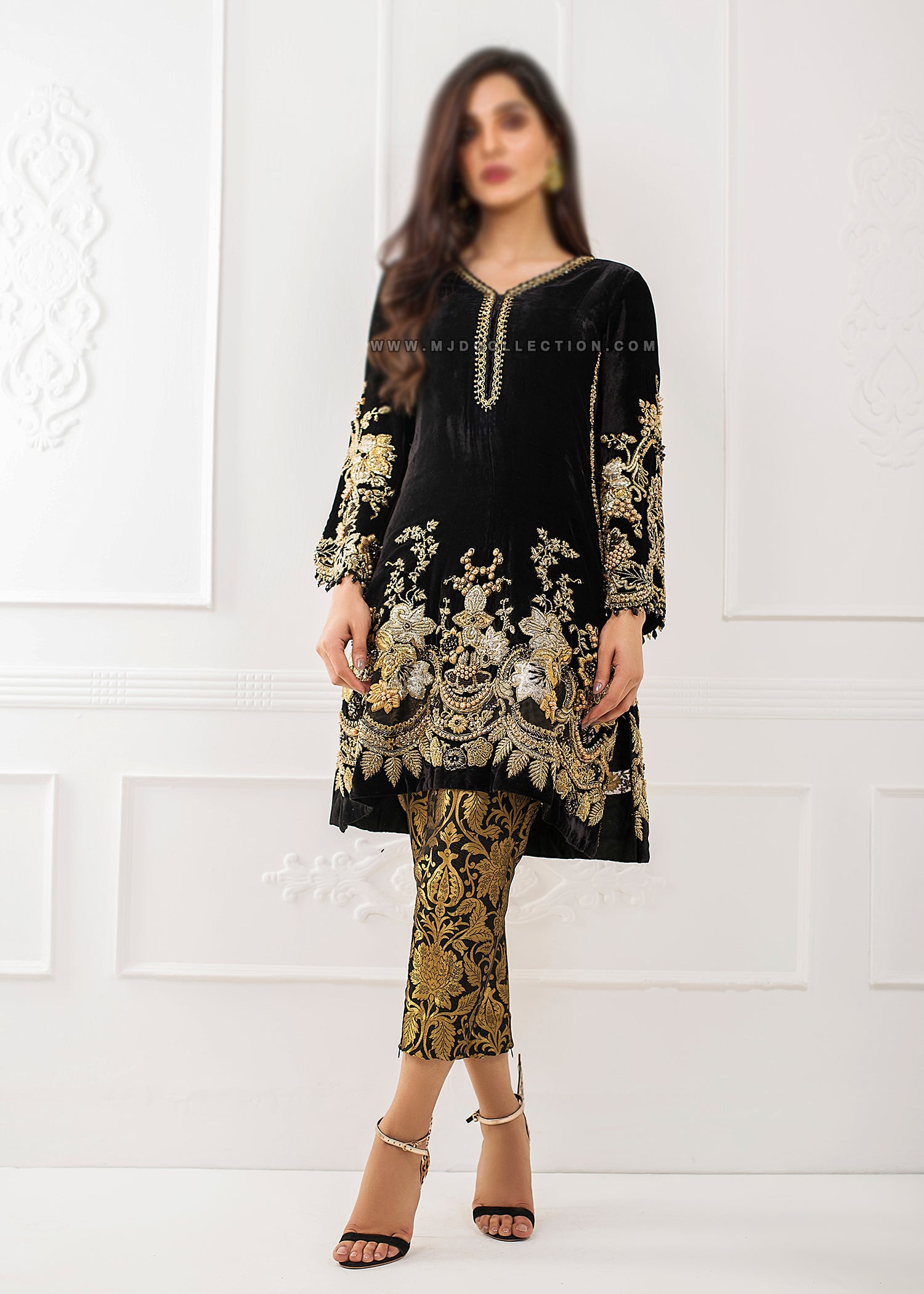 Tena Durrani Black Sangria Formal Wedding Birds Of Paradise C-89